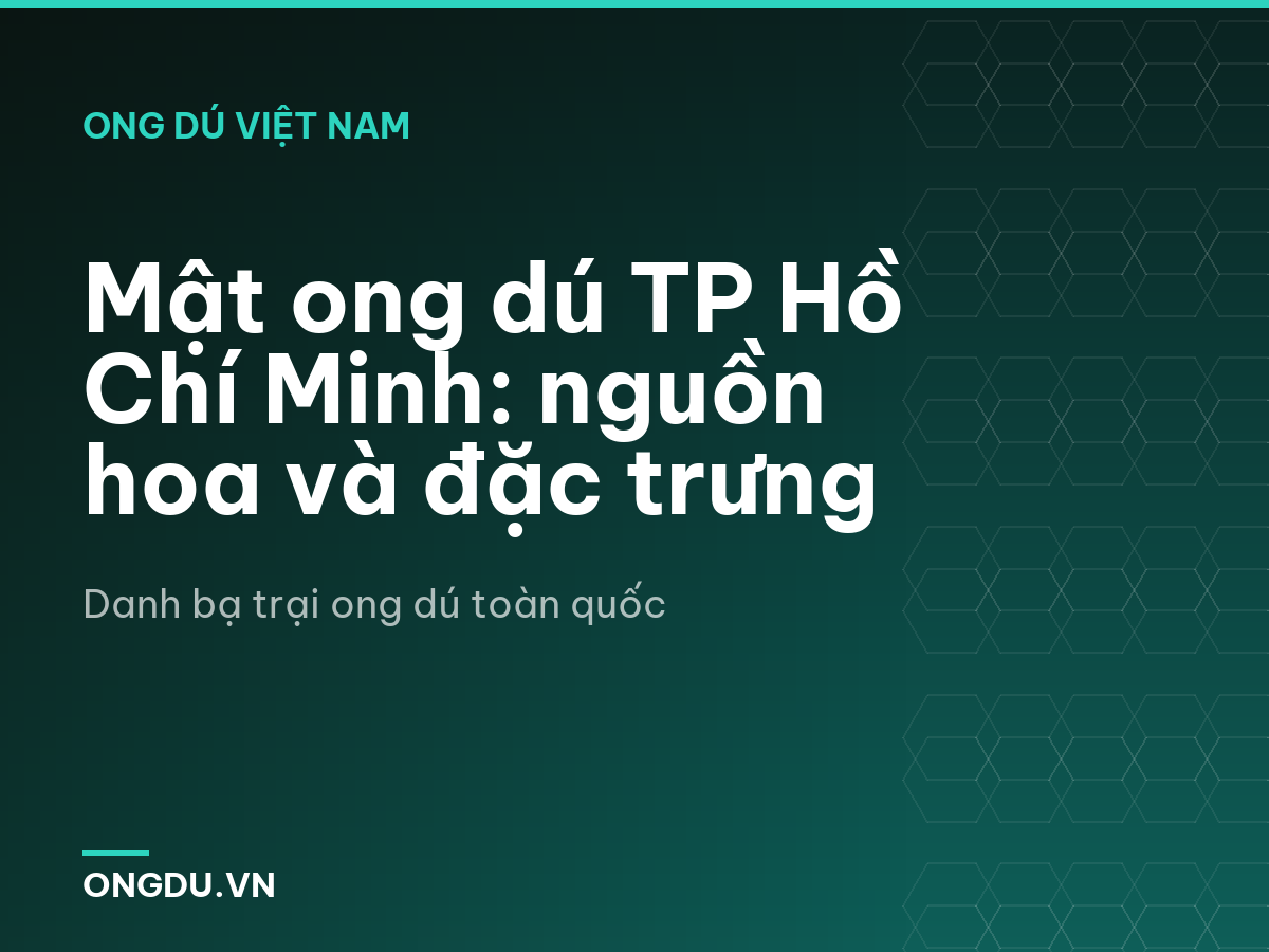 Mật ong dú TP Hồ Chí Minh: nguồn hoa và đặc trưng